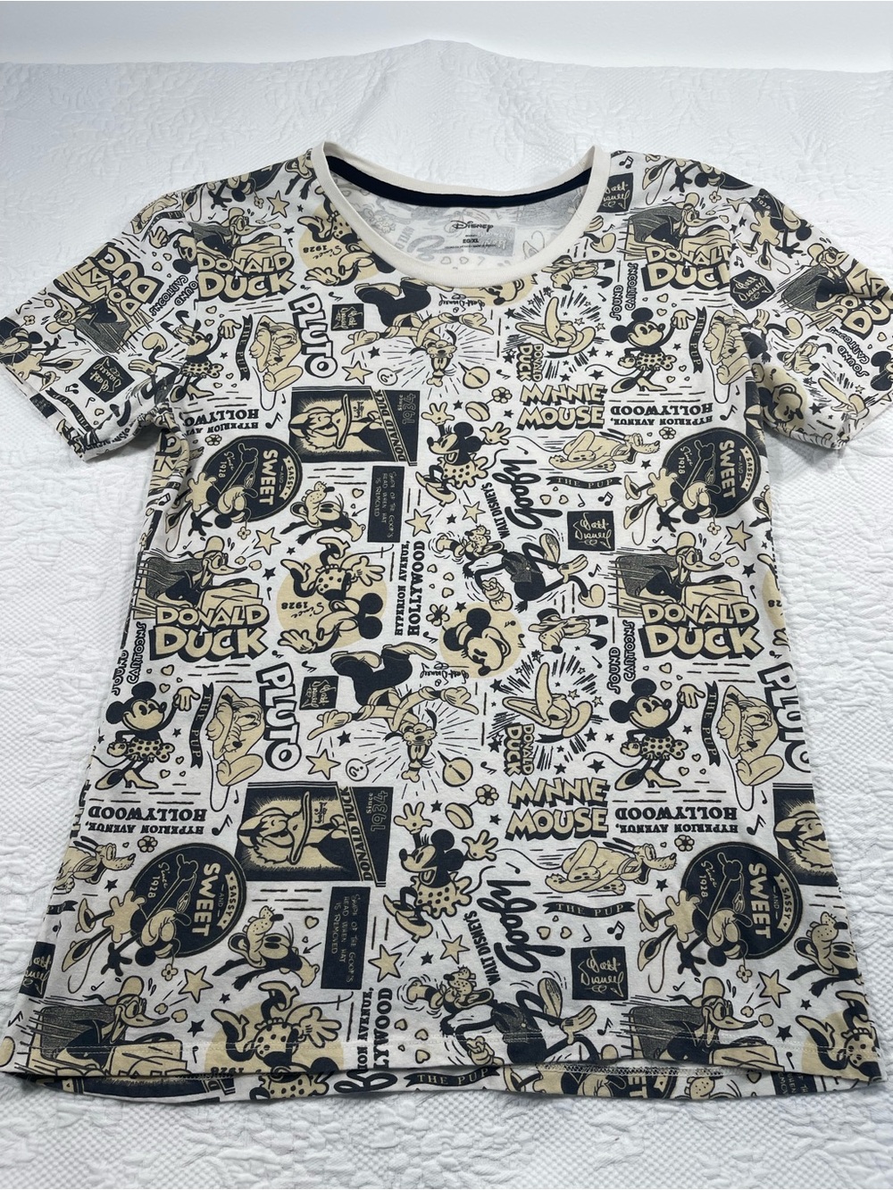 Disney Cream & Black All-Over Vintage Character Graphic Tee